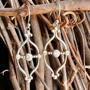 Retired Silpada Silver Geometric Earrings with Cubic Zirconia earrings W 2401